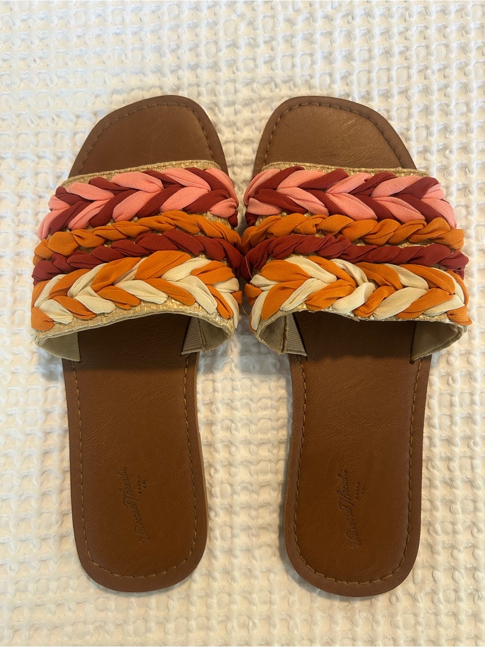 Universal thread Braided Multi-Color Slide Sandals - Pink/Orange/Tan 8.5